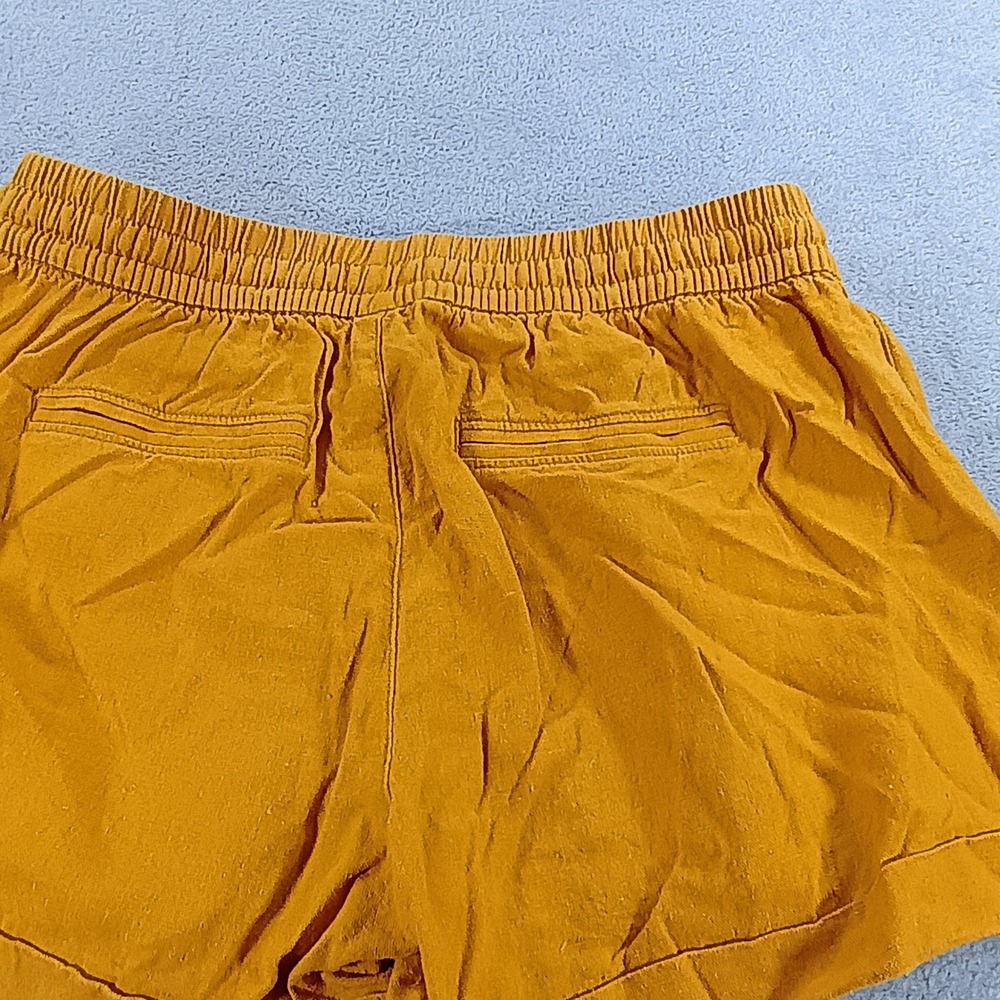 Old Navy Womens Linen Blend Shorts Mustard Yellow Small Drawstring Pocket - Picture 12 of 13